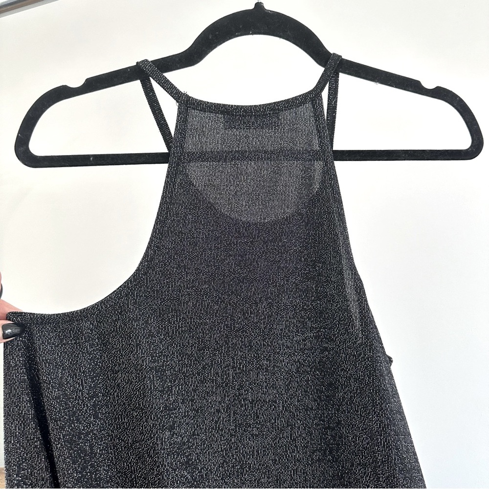 New Years Eve Mini Dress Metallic Silver Sparkle Babydoll Dress Storia - Picture 9 of 13